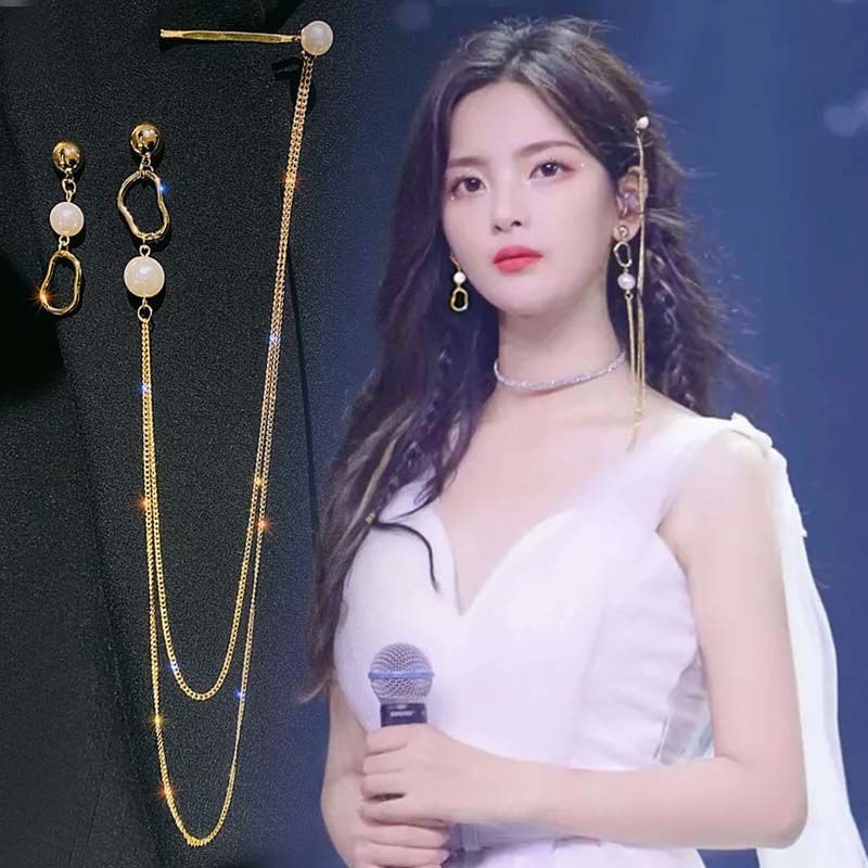 Bông Tai Dáng Dài Mạ Bạc 925 Đính Ngọc Trai Phong Cách Hàn Quốc Cho Nữ