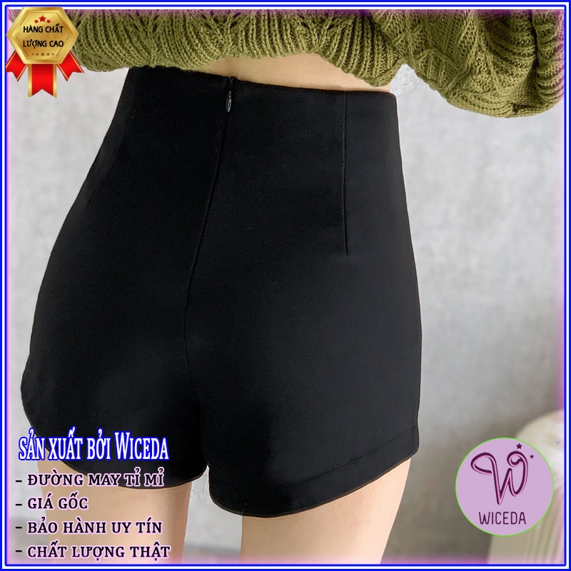 Quần short nữ ôm dáng cạp cao đẹp , quần sooc đùi lưng cao xinh dễ phối đồ chất đẹp màu đen Wiceda QS481