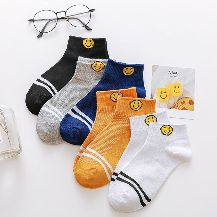 Combo 5 đôi tất mặt cười cho nam và nữ  , cổ ngắn