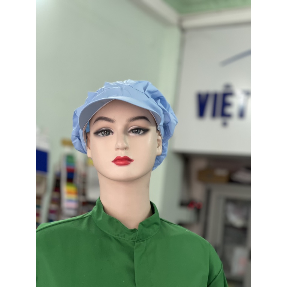 Nón Kết Silk Màu Xanh Biển Chuyên Dùng Lao Động _ Hình Chụp Thật