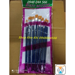 Bộ cọ vẽ, chổi vẽ, bút vẽ 12 chi tiết