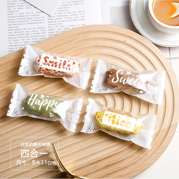 Túi kẹo bánh qui hạnh nhân size 5x11 cm 1 bịch 100 túi