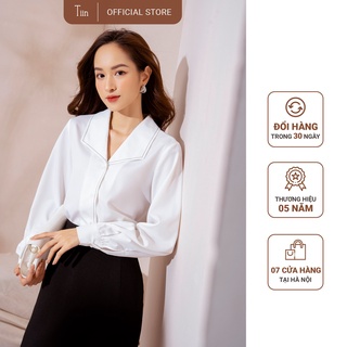 Áo sơ mi cổ ve liền trần chỉ tay măng sec TIIN STORE AHD315