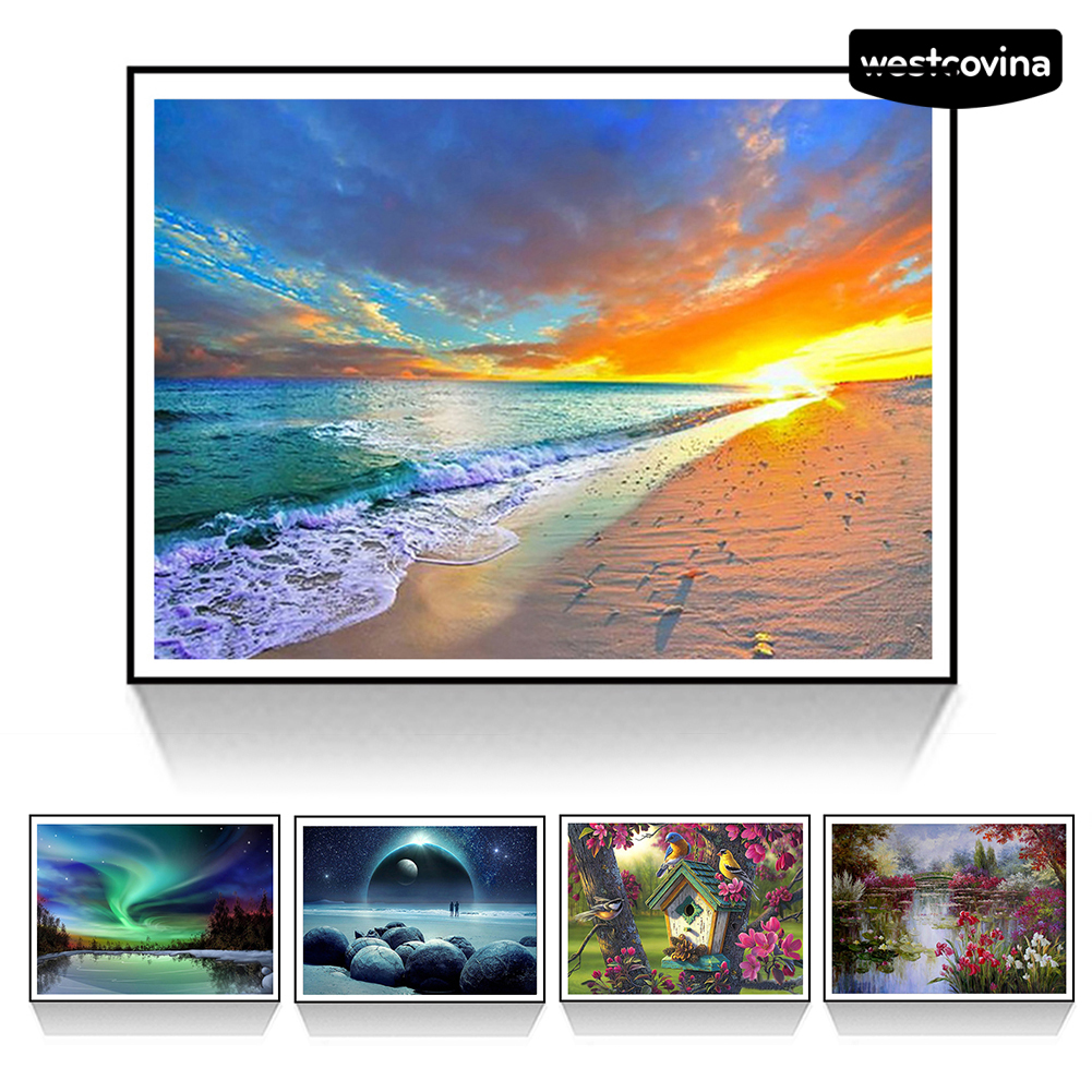 Bộ Tranh Đính Đá 30x40cm Tự Làm Hình Phong Cảnh Độc Đáo