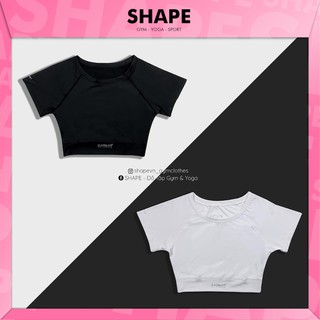 Áo croptop tập gym nữ trơn chữ bạc [C111]