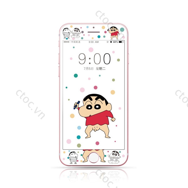 Kính cường lực 9H họa tiết hoạt hình 3D cho IPhone 6 6s 7 8 Plus Se2