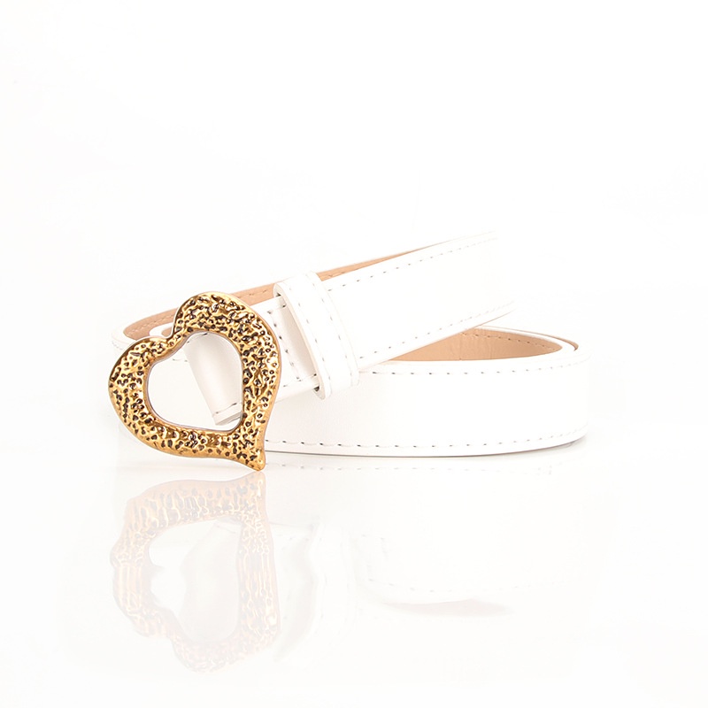 Thắt Lưng Giả Da Khóa Hình Trái Tim Màu Vàng Kim Phong Cách Vintage Thời Trang Cho Nữ