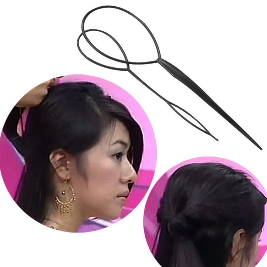 (Trong kho) Set 2 dụng cụ tạo kiểu tóc đuôi ngựa bằng nhựa tự làm Dụng Cụ Làm Tóc 2 Món HALOMI Chuyên Dụng Tạo Mẫu Cho Makeup Bằng Nhựa Cao Cấp Không Gãy