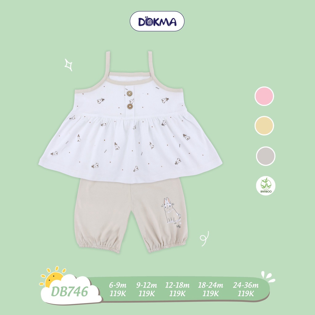 [Rẻ Vô Địch] Bộ 2 dây bé gái chất sợi tre họa tiết dễ thương DB746 Dokma