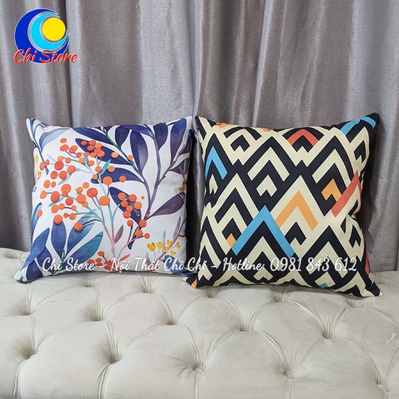 Gối Vuông Tựa Lưng Sofa 45x45cm, Gối Tựa Lưng Văn Phòng Trang Trí Vải Kaki Chống Thấm Nước