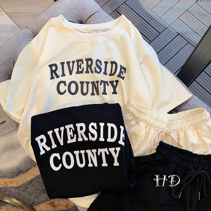 SET Thun Áo Chữ Riverside County + Short