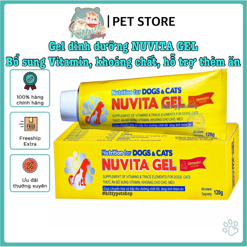 Nuvita Gel bổ sung vitamin, khoáng chất, tăng thèm ăn cho chó, mèo, gel dinh dưỡng thú cưng - Vemedim - Kitty Pet Sho