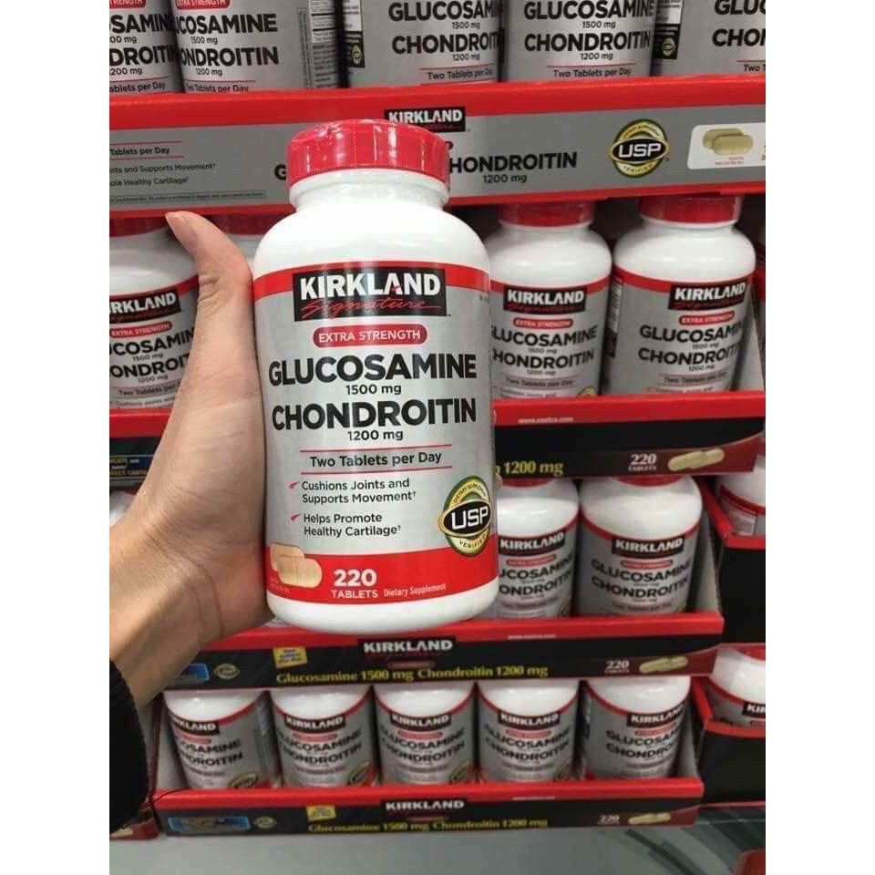 Viên Uống BỔ XƯƠNG KHỚP GLUCOSAMINE 1500MG VÀ CHONDROITIN 1200MG CỦA KIRKLAND MỸ HỘP 220 VIÊN