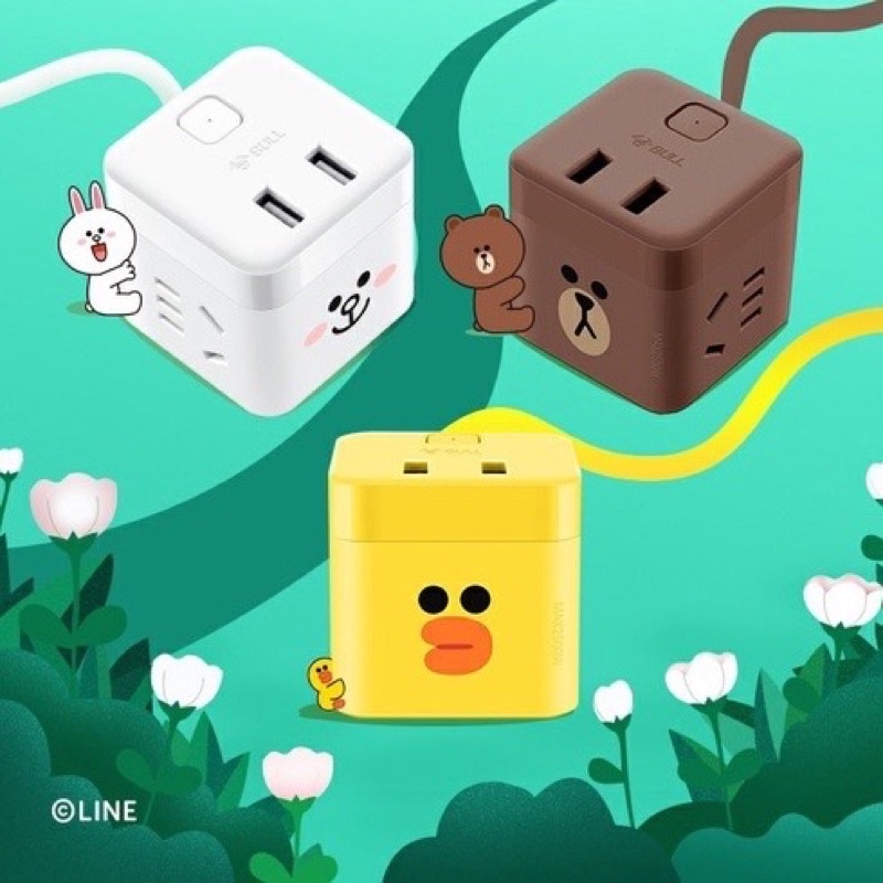 Ổ cắm điện Rubik Bull mẫu Gấu Thỏ Brown Cony Line