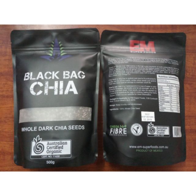 Hạt Chia đen Úc Black Bag Chia 500g date 10 2023