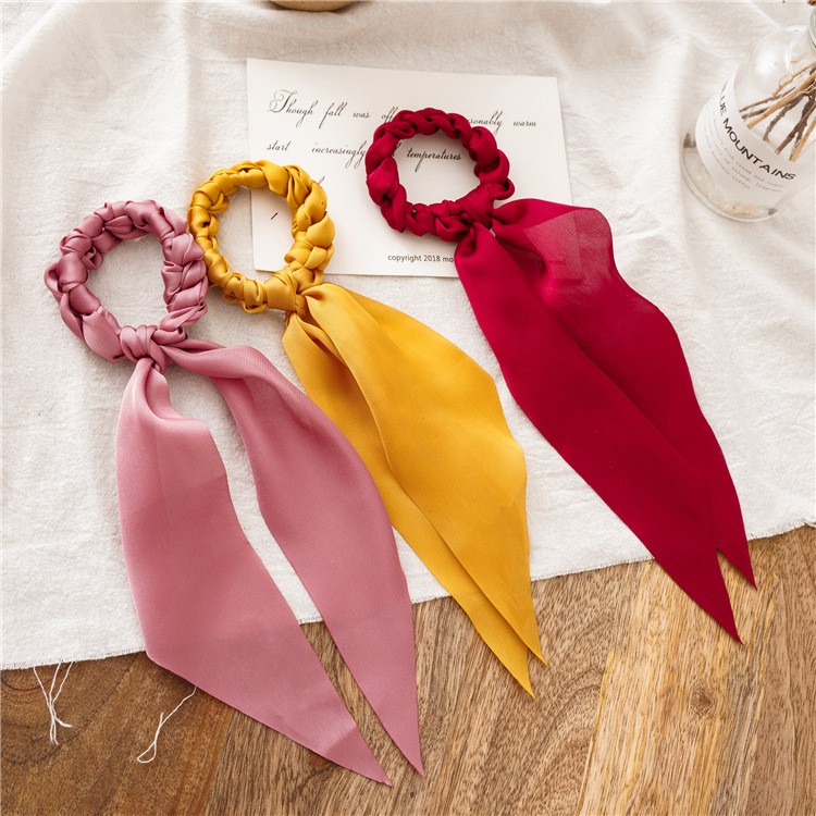 [NowShip2h] Cột Tóc Nơ Scrunchies Thắt Nút Chất Liệu Silk Mềm Mại Thanh Lịch HOT TREND   - Mã DT011