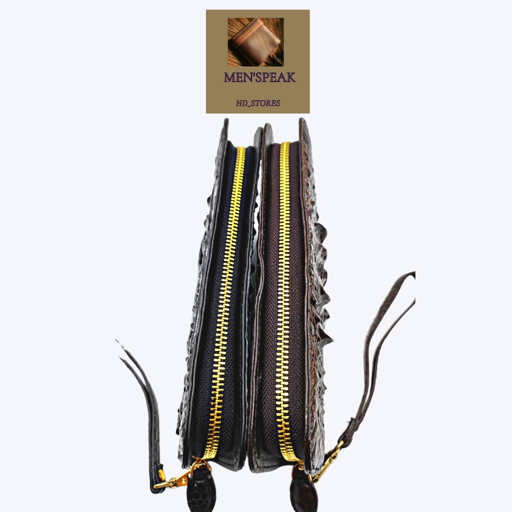 Ví da cá sấu nam, ví cầm tay  da cá sấu 1 khóa.