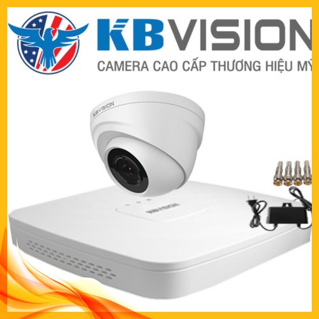 [XẢ KHO] [Giá Cực Sốc] Trọn Bộ 1 Mắt Camera Giám Sát KBVISION - Thương Hiệu Mỹ, Ghi Hình Full HD1080P, Chuẩn Nén H265