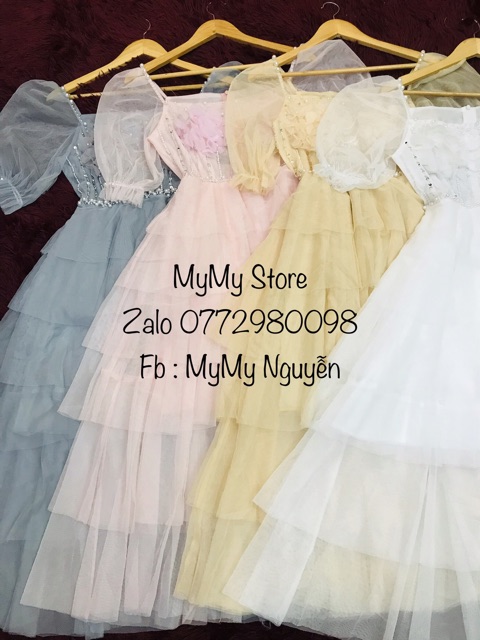 [Mã FATHANG5 giảm 10K đơn 50K] KÈM ẢNH THẬT - Đầm xoè tầng tay phồng kết hoa và cườm nổi -MS106V- Size M/L đến 57kg | BigBuy360 - bigbuy360.vn