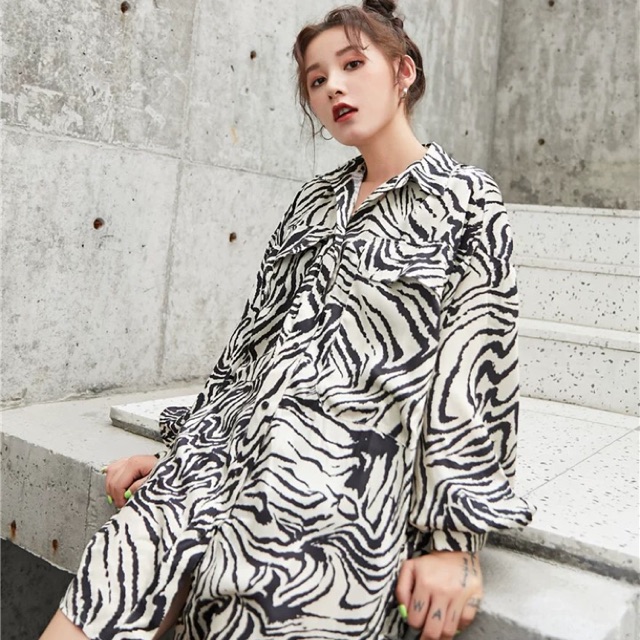 Áo sơ mi lụa hoạ tiết oversize unisex ORDER