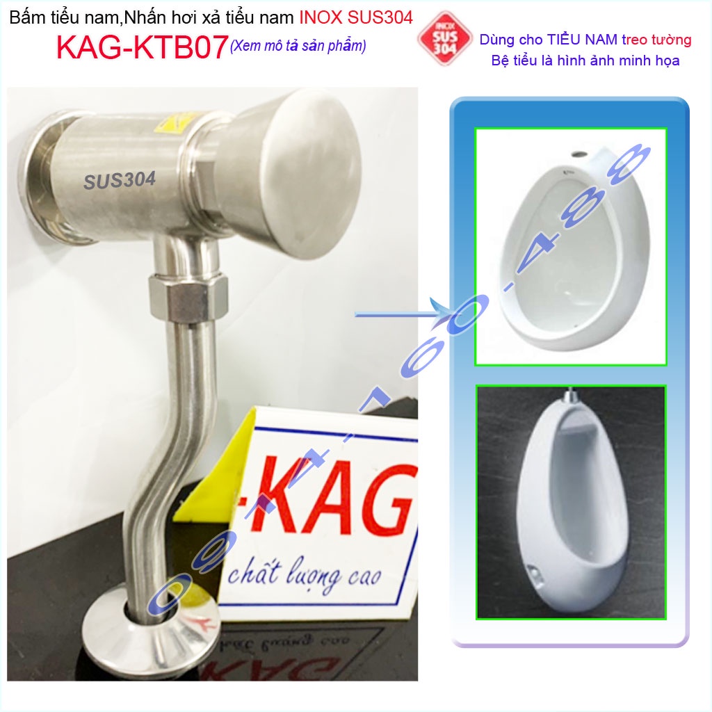 Bộ xả ấn tay KAG-KTB07 inox 304, xả nhấn hơi bệ tiểu nam xả nước mạnh dễ sử dụng thân to thiết kế đẹp