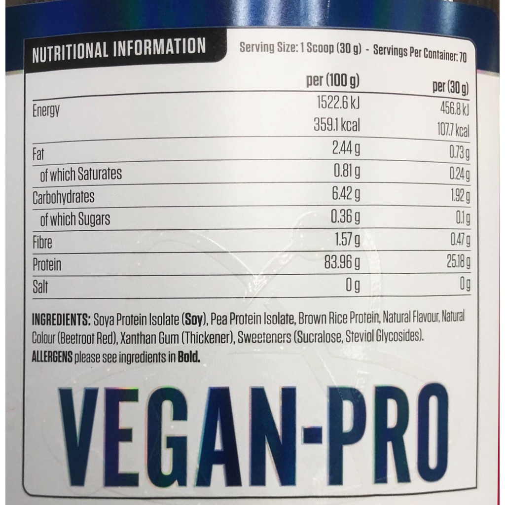 Hỗ Trợ Tăng Cơ Bắp Vegan Pro 2.1kg Chính Hãng Dành Cho Người Ăn Chay