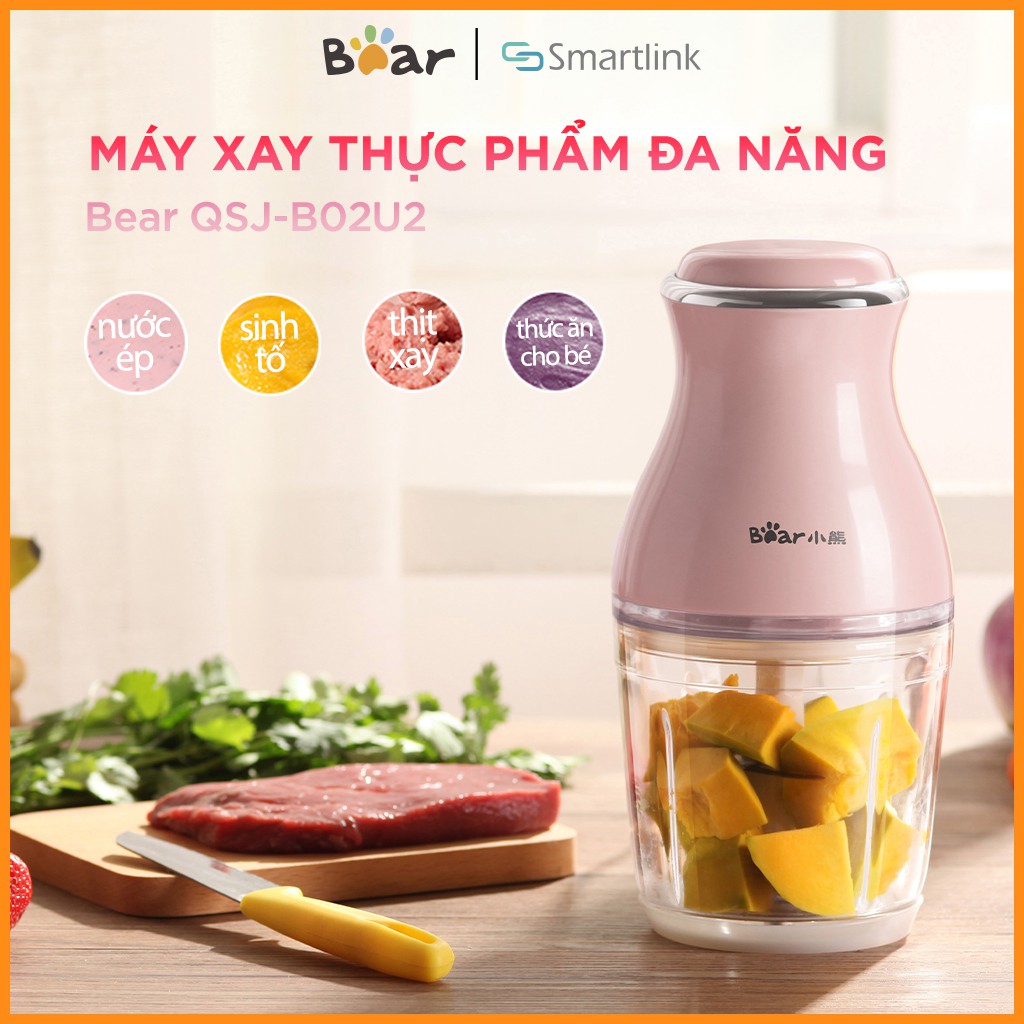 Máy Xay Thực Phẩm Đa Năng 600ml Bear QSJ-B02U2 - Chính Hãng - Bảo Hành 18 Tháng