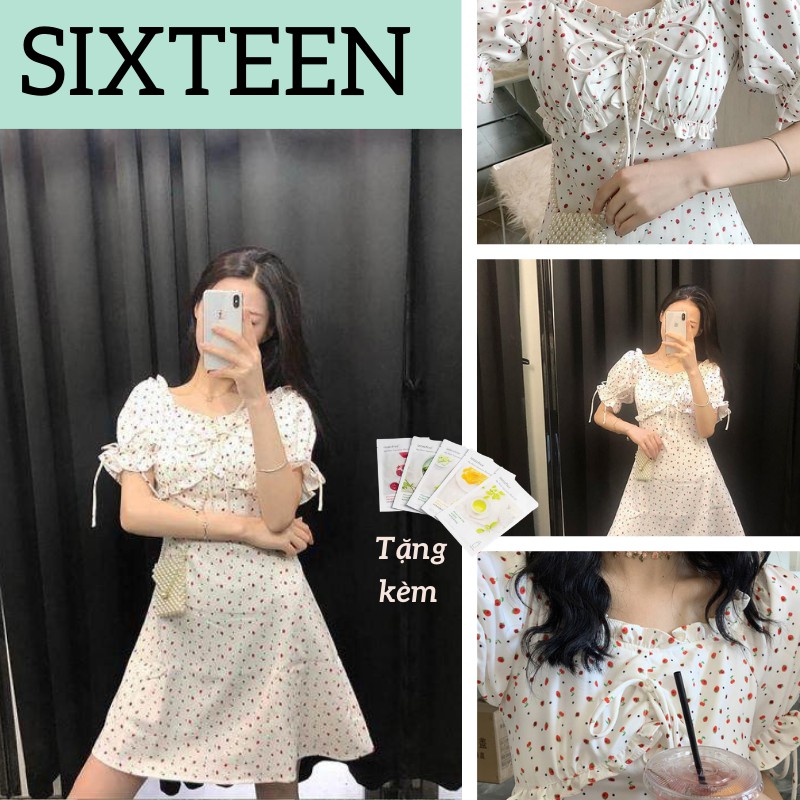 Váy Hoa Nhí, Đầm Nữ Dáng Xòe Chiết Eo Nhẹ Nhàng Nữ Tính SIXTEEN.