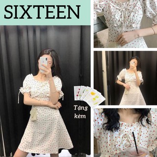 Váy Hoa Nhí, Đầm Nữ Dáng Xòe Chiết Eo Nhẹ Nhàng Nữ Tính SIXTEEN.