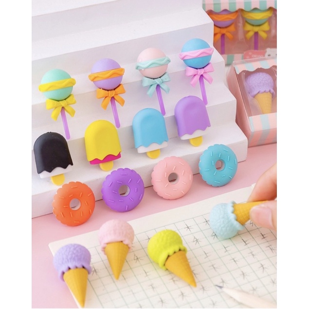 Set 4 Cục Gôm Tẩy hình kem bánh dễ thương cute