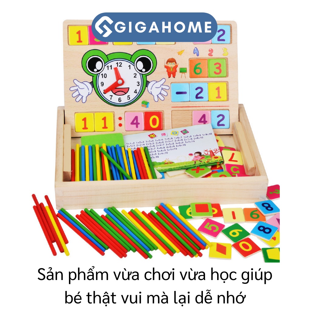 Hộp Que Tính Học Toán Bằng Gỗ Kèm Số, Dấu Cộng Trừ GIGAHOME Cho Bé Học Tập 9649