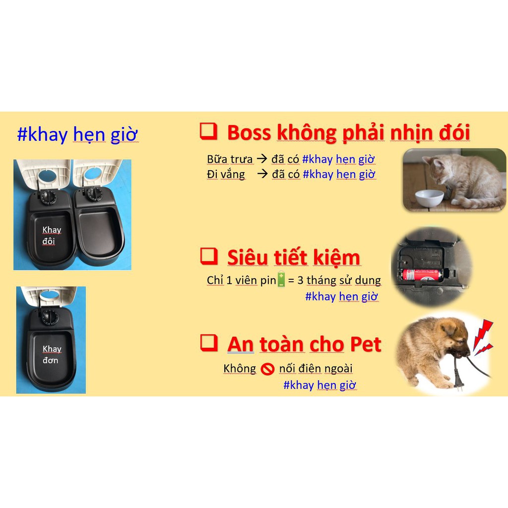 Khay hẹn giờ tự động cho chó mèo ăn, Thời gian hẹn đến 48 tiếng, Thương hiệu "Pawise" -Shop uy tín