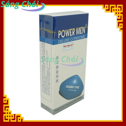 Bao Cao Su POWER MEN Viagra Hộp 12 Chiếc - Kéo Dài Thời Gian Không Xuất Tinh Sớm - POWER MEN Viagra Condoms 12s - BCS