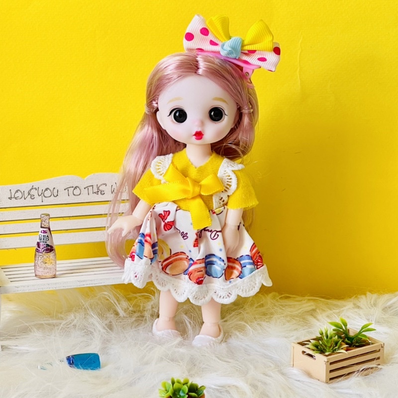 Búp bê BJD 17cm xinh đẹp kèm trang phục quà tặng đồ chơi cho bé gái