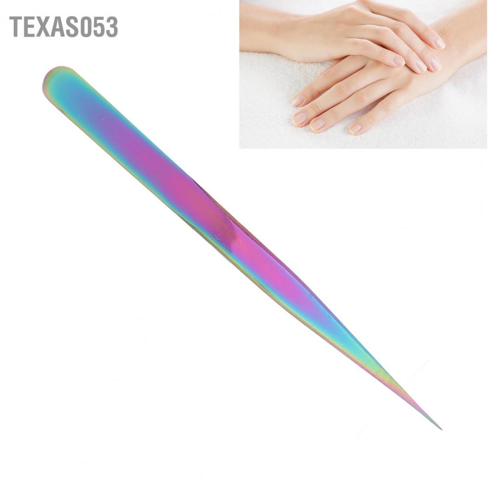 Texas053 Nhíp vẽ móng tay thẳng chuyên nghiệp nối dài lông mi bằng thép không gỉ