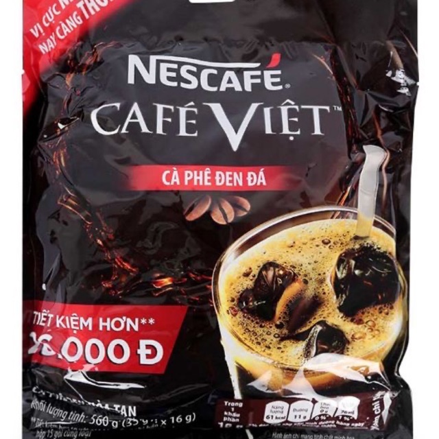 Cafe đen đá Nescafe Việt 560g (35 gói x 16g) tặng thêm 2 gói