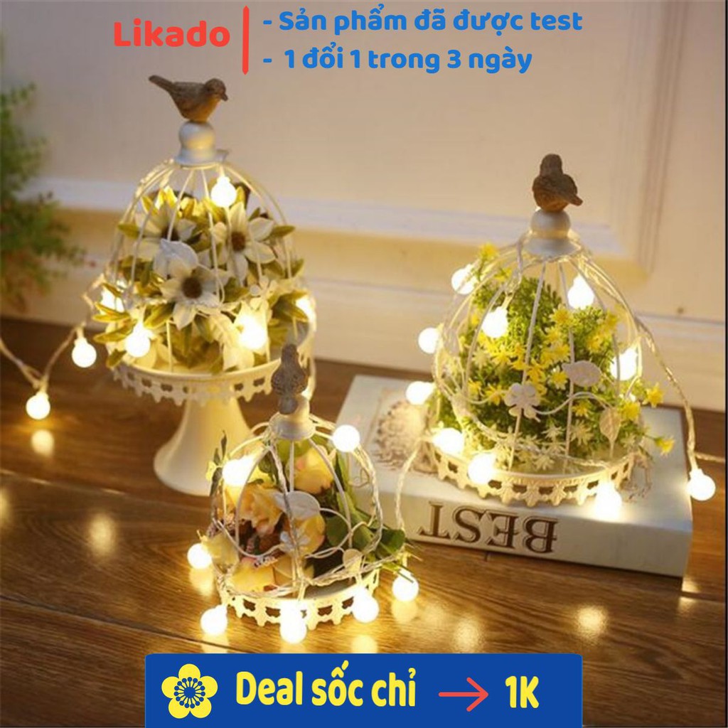 Đèn Led trang trí, đèn led Cherry Ball cắm điện/pin màu vàng ấm bóng trong và đục nhiều kích thước