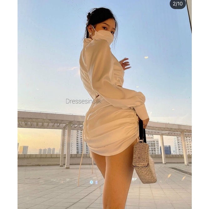 SÉT ÁO KIỂU CROP DÂY ĐAN EO +CHÂN VÁY NHÚN RÚT 2 BÊN