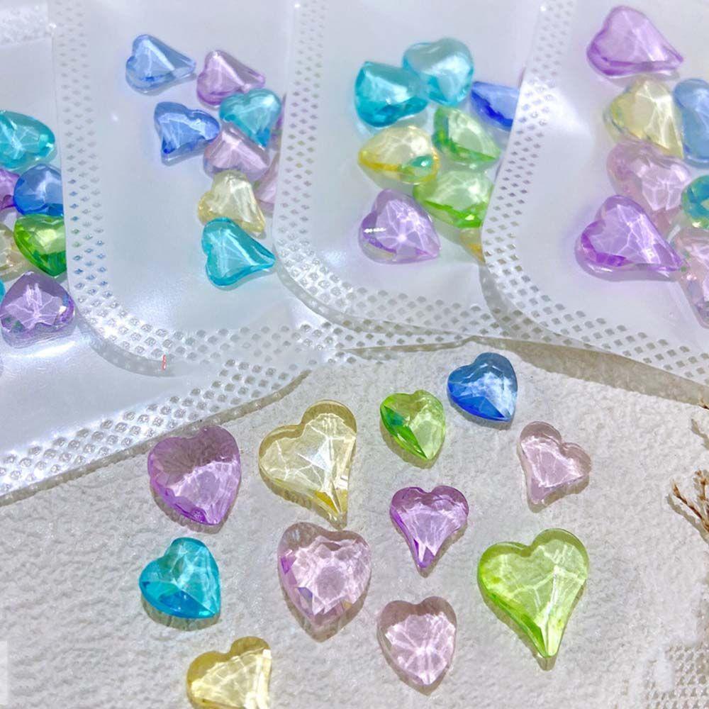 Miếng Dán Trang Trí Móng Tay Hình Trái Tim|Hạt Charm 3D Lấp Lánh Đính Móng Nghệ Thuật|Khoan Móng Vuông