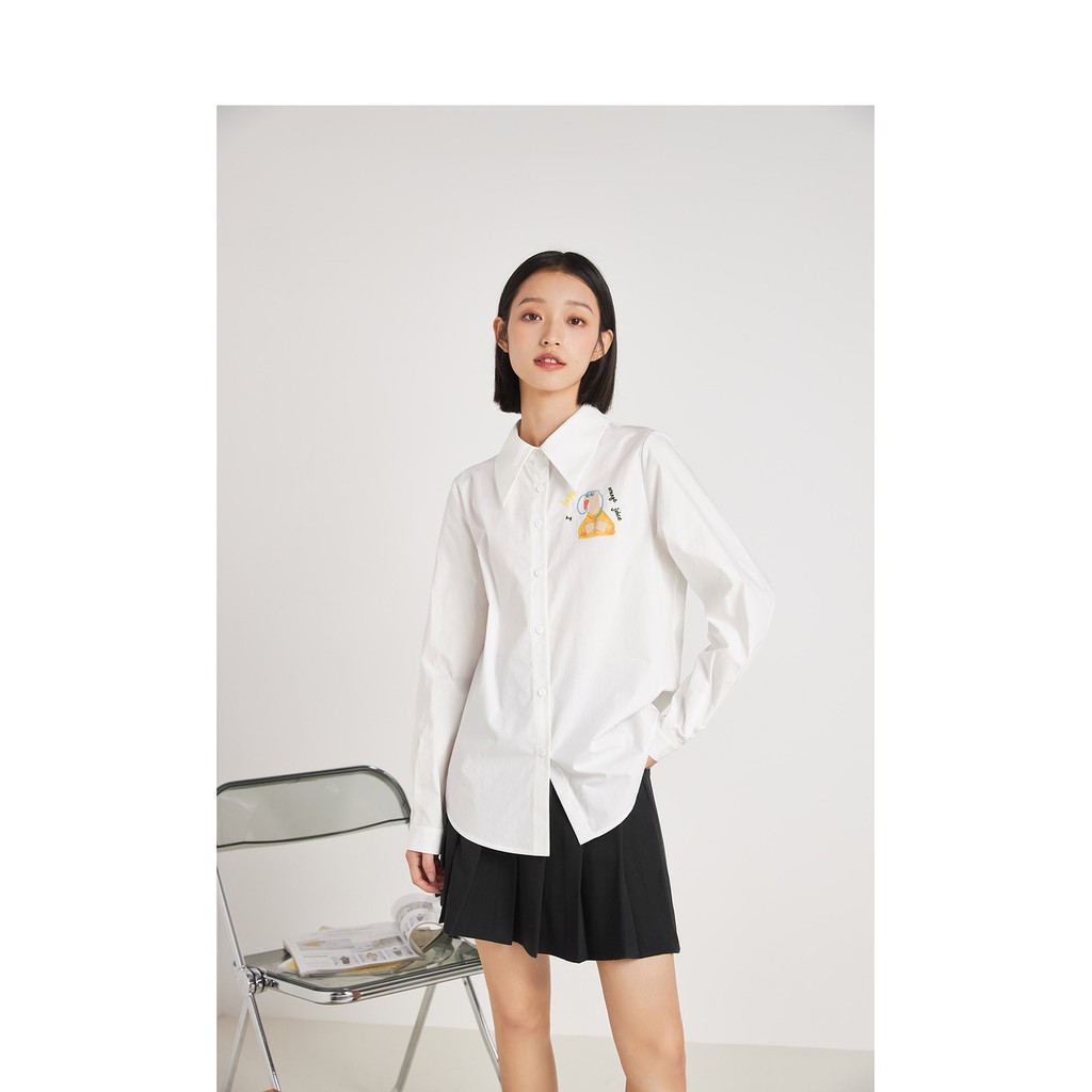 Sơ Mi Thêu LOVE CHICKEN Xinh Xắn, Áo Công Sơ Basic Quyên Fashion Thiết Kế Cổ Đức Trẻ Trung SMT004