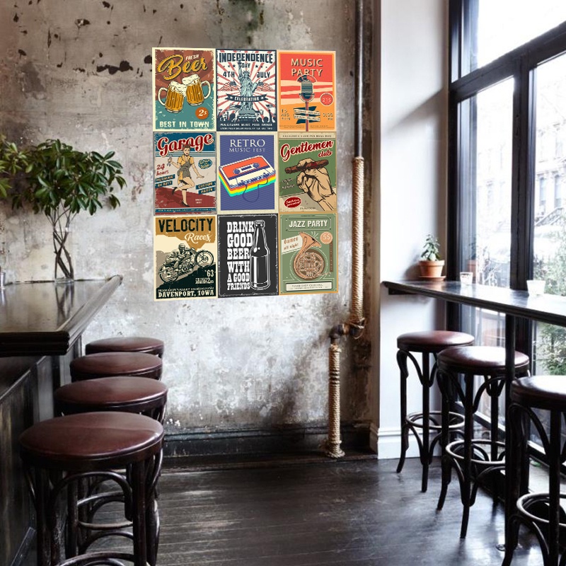 Bộ 10 tấm poster vintage trang trí vol2, poster retro dán tường khổ a4, A3 thiết kế cổ điển Phần 2