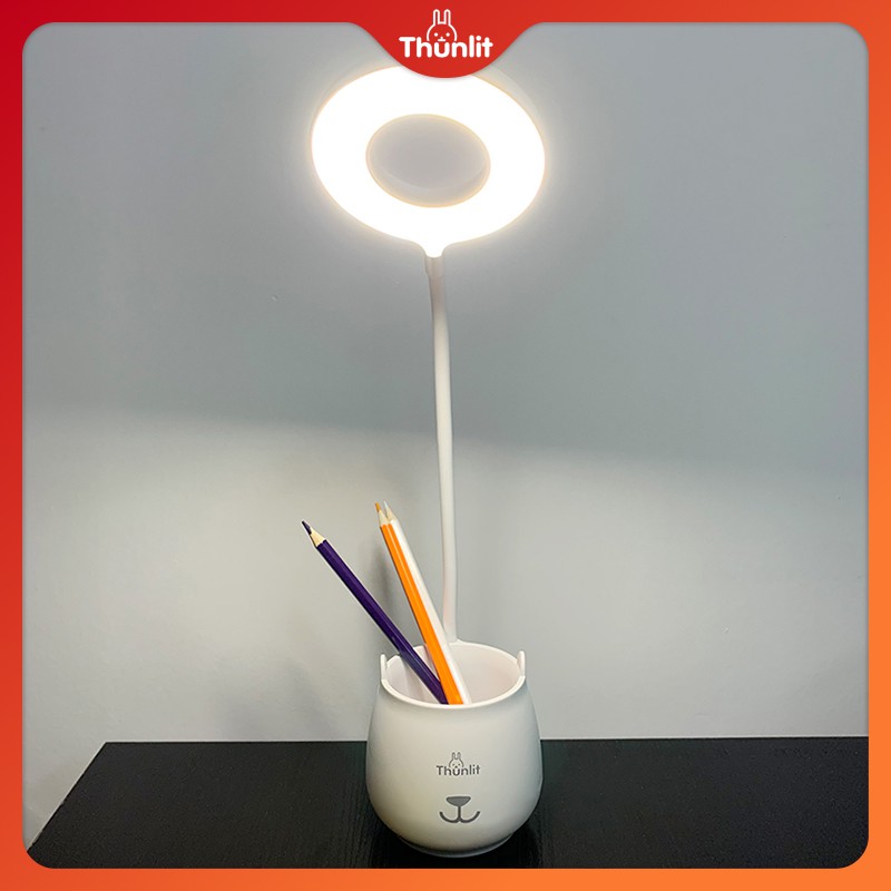 Đèn học Thunlit có giá đựng bút có thể sạc lại bằng USB 1250mah với 3 nấc độ nhiệt độ màu dành cho trẻ em