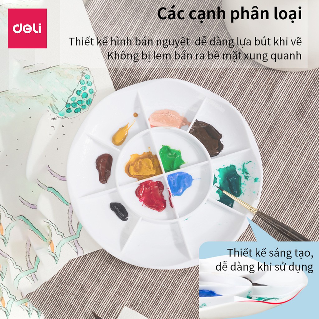 Khay pha màu Deli 12 ngăn/ 14 ngăn - 68305/ 68306 - 1 chiếc