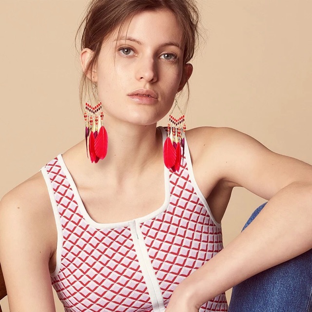 Bông tai lông vũ - Khuyên tai bohemian vintage