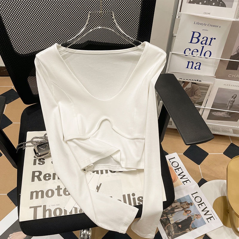 Áo Thun Ngắn Tay Dài Cổ Chữ v Thời Trang Mùa Thu Hàng Mới Dành Cho Bạn Nữ