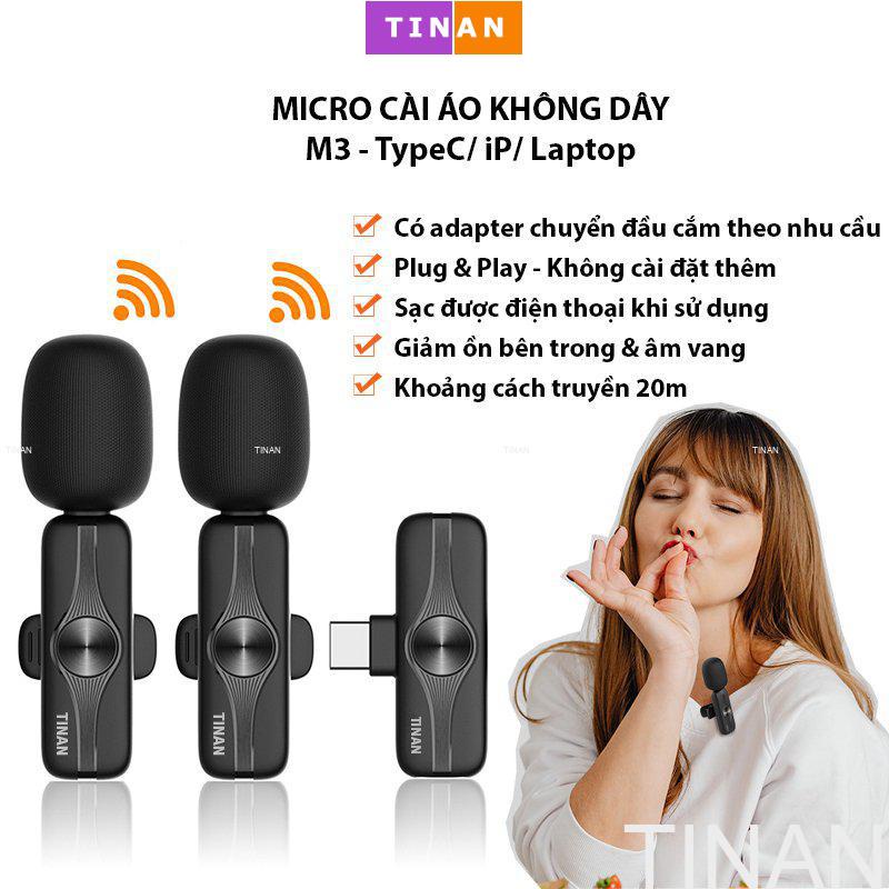 Micro Thu Âm Kẹp Áo Không Dây M3 TINAN Sử dụng cho điện thoại di động và máy tính