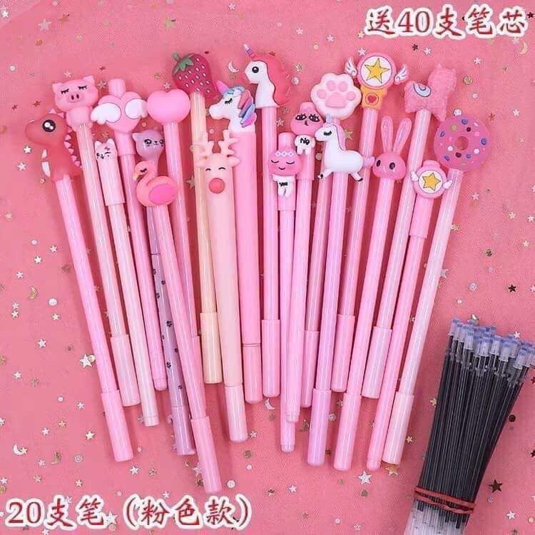 Set 20 bút bi cute kèm túi /combo 20 set bút bi nước kèm túi ngộ nghĩnh/ Set 20 chiếc Bút bi nước AIHAO