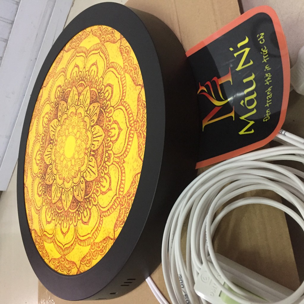 Sx - Đèn thờ Hào quang in tranh trúc chỉ - đường kính 30cm