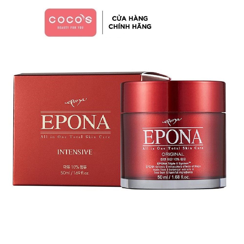 Kem Dưỡng Ngăn Ngừa Lão Hóa, Làm Sáng, Căng Bóng Da Từ Dầu Ngựa Epona All In One Total Skin Care Intensive 50ml - Màu Đỏ