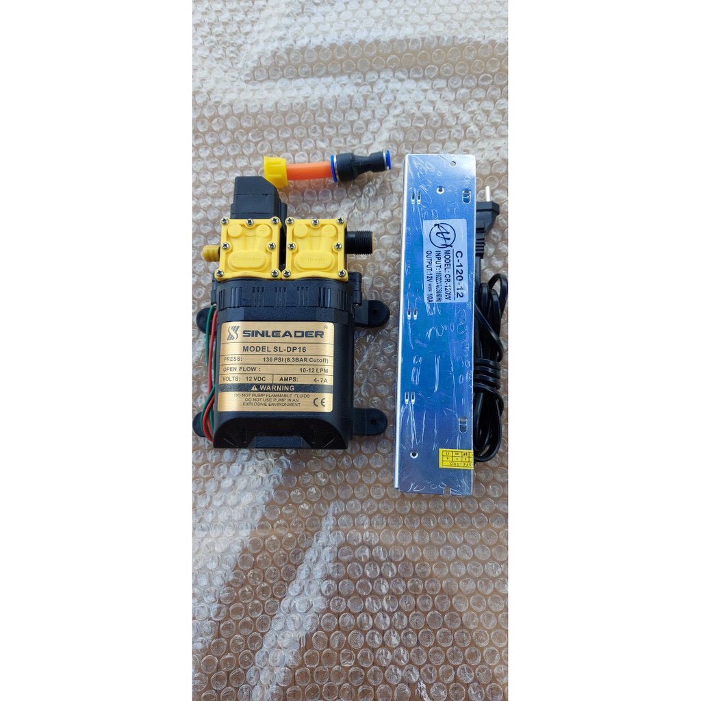 Combo bơm đôi sinleader 12V và nguồn 12V10A 1 điều tốc và 12 giảm chuyển ống 8li